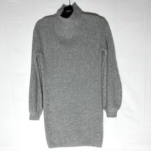 GUESS Grey Chunky Ribbed Knit Mock Neck Long Sleeve Pullover Sweater Dress XS